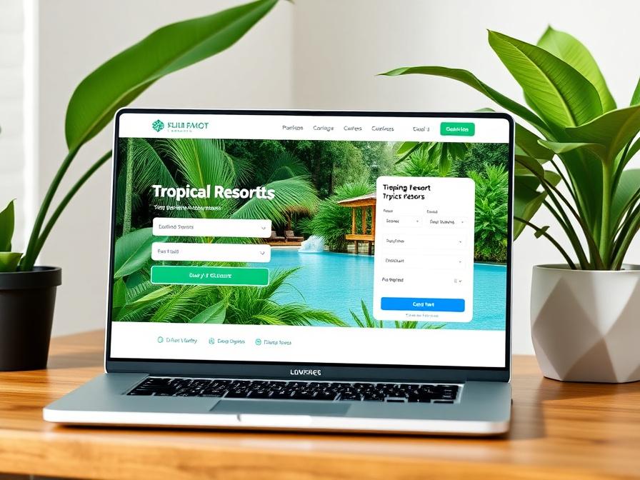 Serai Bay Resort booking website on a laptop