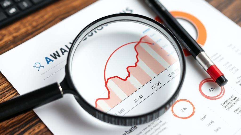 Magnifying glass over a printed analytics report with annotations